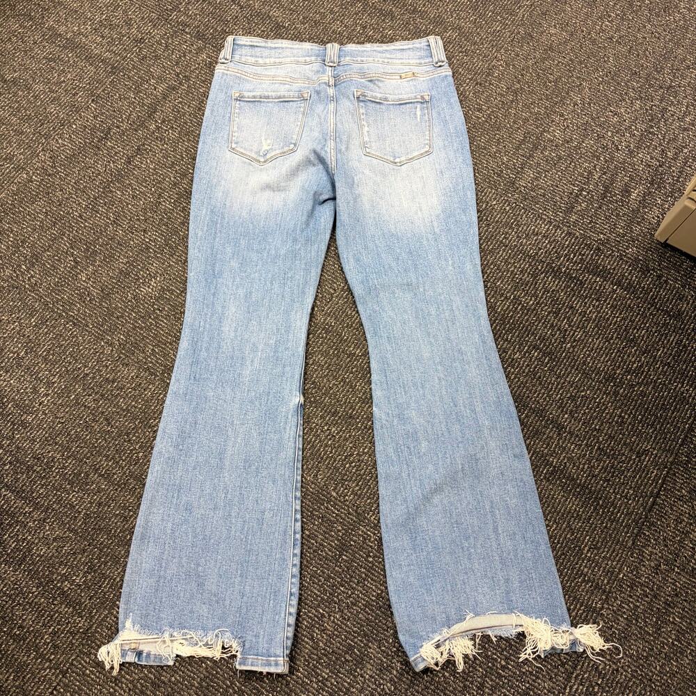 KanCan Giselle High Rise Flare Jeans Distressed Raw Hem boho 15/31